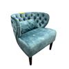 Image 1 : Contemporary Teal Velvet Tufted Barrel Accent Chair