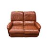 Image 2 : Classic Cognac Brown Leather Manual Double Reclining Loveseat