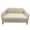 Image 2 : Modern Off-White Fabric Sofa with Wooden Legs - approx. 53in x 28in x 31in