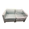 Image 2 : Modern Teal Tweed 2-Piece Modular Loveseat Sofa