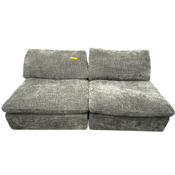 Modern Charcoal Grey Chenille 2-Piece Armless Sectional Sofa