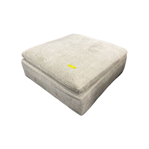 Modern Beige Chenille Square Sectional Ottoman - approx. 46in x 46in x 17in