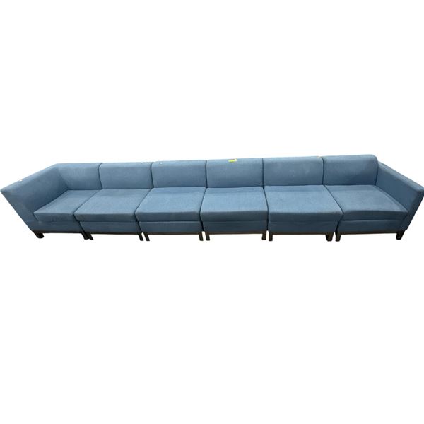 Modern Blue Fabric 6-Piece Modular Straight Sectional Sofa