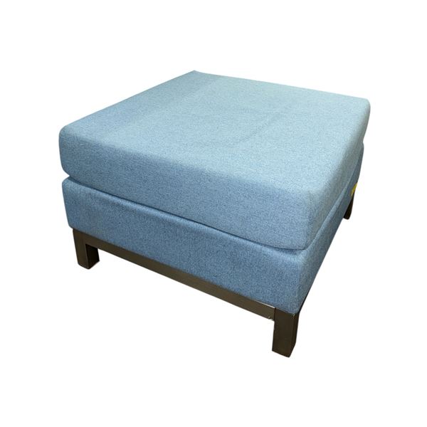 Modern Blue Fabric Square Ottoman