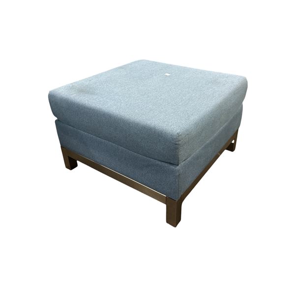 Modern Blue Fabric Square Ottoman