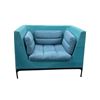 Image 1 : Modern Two-Tone Teal and Blue Armchair with Slim Black Wooden Legs