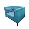 Image 2 : Modern Two-Tone Teal and Blue Armchair with Slim Black Wooden Legs