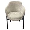 Image 1 : The Living Lab Modern Tweed Barrel Dining Chair with Black Wood Legs