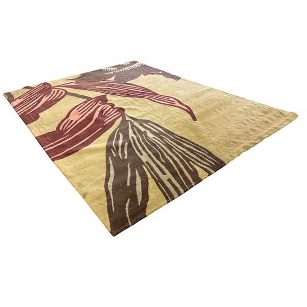 Contemporary Large Leaf Pattern Area Rug - Earth Tones - approx. 10ft x 8ft