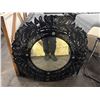Image 2 : Vintage Black Venetian Style Etched Glass Round Wall Mirror - approx. 38 x 38in