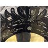 Image 3 : Vintage Black Venetian Style Etched Glass Round Wall Mirror - approx. 38 x 38in
