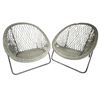 Image 1 : The Living Lab Pair of Grey Faux Rattan Acapulco Style Saucer Chairs