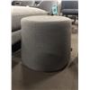 Image 2 : The Living Lab Modern Grey Fabric Round Cylinder Ottoman -Drum Pouf Footstool