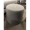 Image 3 : The Living Lab Modern Grey Fabric Round Cylinder Ottoman -Drum Pouf Footstool
