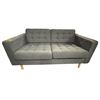 Image 1 : The Living Lab Contemporary Waffle Tufted Sofa with Tapered Wood Legs (Gray) - approx. 64 1/2in