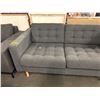 Image 3 : The Living Lab Contemporary Waffle Tufted Sofa with Tapered Wood Legs (Gray) - approx. 64 1/2in