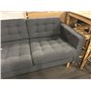 Image 4 : The Living Lab Contemporary Waffle Tufted Sofa with Tapered Wood Legs (Gray) - approx. 64 1/2in