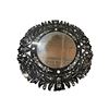 Image 1 : Vintage Black Venetian Style Etched Glass Round Wall Mirror - approx. 38 x 38in