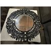 Image 2 : Vintage Black Venetian Style Etched Glass Round Wall Mirror - approx. 38 x 38in