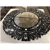 Image 3 : Vintage Black Venetian Style Etched Glass Round Wall Mirror - approx. 38 x 38in