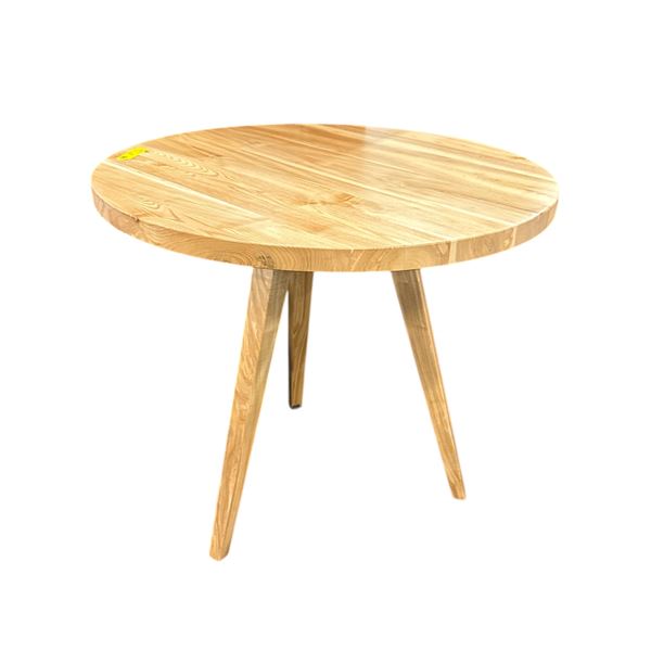 Round Light Wood Dining Table with Tapered Legs 35 D x 29 1/2in H (missing some screws for legs)