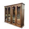 Image 1 : Vintage Dark Oak 4-Door Glass Display Cabinet hutch - approx. 57 x 48 1/2in H x 14 1/2in D