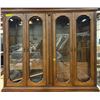 Image 2 : Vintage Dark Oak 4-Door Glass Display Cabinet hutch - approx. 57 x 48 1/2in H x 14 1/2in D