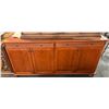 Image 3 : Mid-Century Modern Brown Wood Buffet Sideboard with Woven Accent Drawers - approx. 73 x 20 1/2in D x