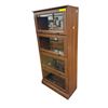 Image 2 : Traditional Brown Wood 4-Tier Barrister Bookcase with Glass Doors - approx. 29 x 13 x 60in H