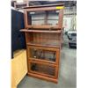 Image 3 : Traditional Brown Wood 4-Tier Barrister Bookcase with Glass Doors - approx. 29 x 13 x 60in H