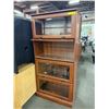 Image 4 : Traditional Brown Wood 4-Tier Barrister Bookcase with Glass Doors - approx. 29 x 13 x 60in H