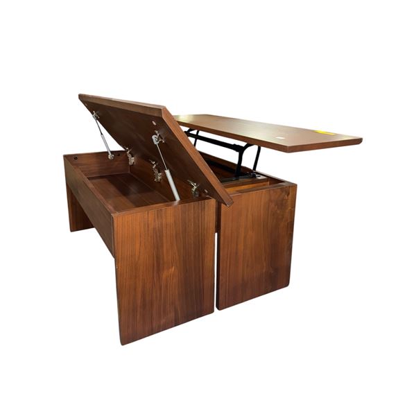 Modern Walnut Lift-Top Coffee Table with Storage Compartment - approx. 46 x 30 x 18 1/2in H in close