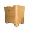 Image 1 : Modern Light Oak 2-Drawer Nightstand with Rounded Corners and Ball Feet - approx. 25 x 20 x 26in H