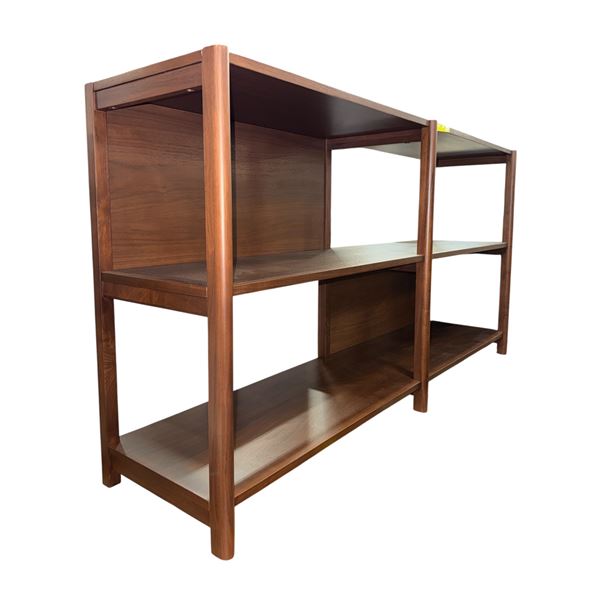 Mid-Century Modern Style Walnut Low Bookshelf Credenza - approx. 64 L x 16 D x 34in H