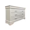 Image 1 : Modern White 6-Drawer Dresser with Textured Wave Fronts & Crystal Pulls - approx. 57 x 15 x 33in H