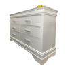 Image 2 : Modern White 6-Drawer Dresser with Textured Wave Fronts & Crystal Pulls - approx. 57 x 15 x 33in H