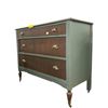 Image 1 : Vintage Sage Green & Wood 3-Drawer Dresser with wheels, Brass Cup Pulls - approx. 42 x 19 x 34 1/2in