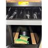 Image 3 : Black Metal Rolling Restaurant Wine Station Server Cart with Keys and cutlery - approx. 23 x 19 x 36