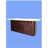 Image 3 : Modern White Marble Top Coffee Table with Rounded Dark Wood Base - approx. 45 x 27 x 18in H