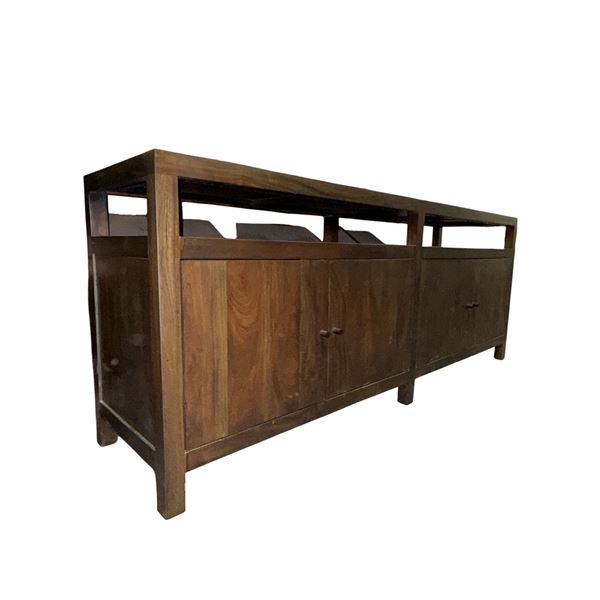 Industrial Style Dark Walnut Long TV Stand Media Console Cabinet - approx.