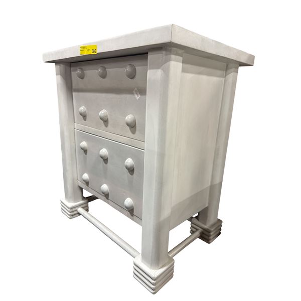 Modern White Painted 2-Drawer Nightstand with Push Drawer - approx. 28 x 19 x 30in H