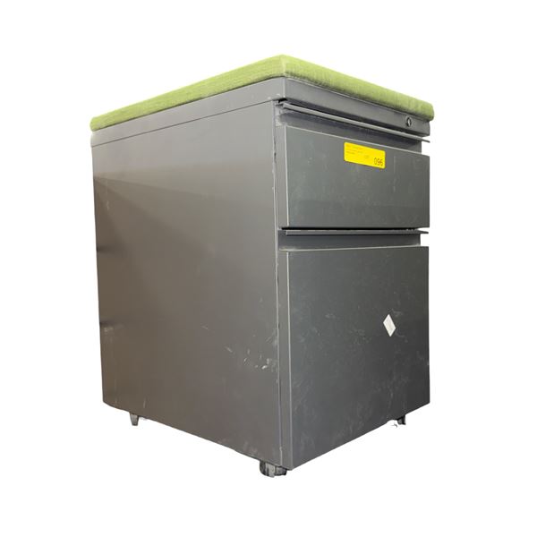 Single 2 drawer office rolling cabinet with cushion - approx. 14 x 19 1/2in x 22in H