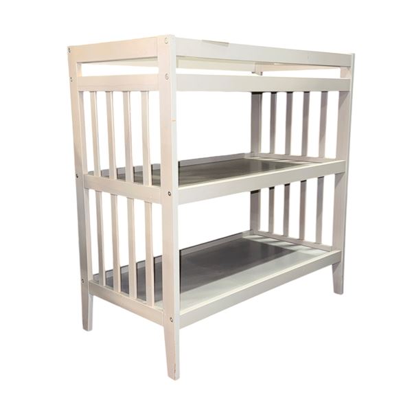 Classic White Wooden Baby Changing Table with 2 Storage Shelves - approx. 34 x 18 x 35 1/2in H