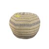 Image 1 : Boho Jute Woven Pouf Ottoman with Geometric Tribal Patterns - approx. 13 H x 19in