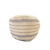 Image 2 : Boho Jute Woven Pouf Ottoman with Geometric Tribal Patterns - approx. 13 H x 19in