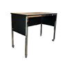 Image 1 : Metal Rolling Office Desk Chrome Trim Mobile Student Study Table with Wheels - approx. 36 x 17in 26 