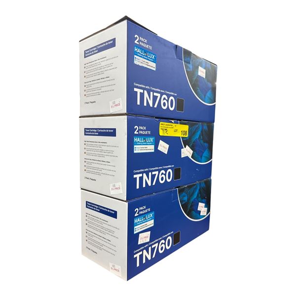 3pc 2 pack TN760 Black Toner Cartridge expiry 28/09/2028