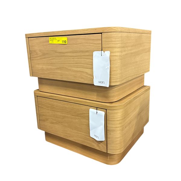 Set of 2 Moe's Round Off Small Nightstand Light Oak Brown - RV $1,558 20"Wx15"Dx11"H