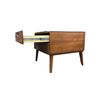 Image 2 : Mid-Century Modern Walnut Nightstand Sculpted Pulls Bedside Table - approx. 32in x 32in x 28in