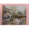 Image 2 : 2pc Framed Matted Landscape Art Prints European Town & Abstract Village - approx. 29in x 23in